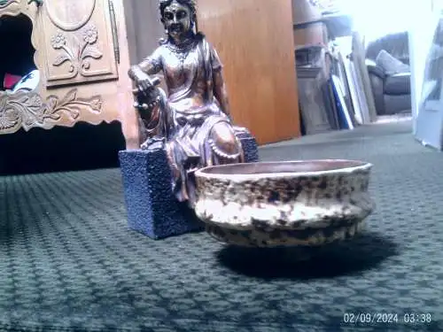 Gabriele Spang brutalistische Pflanzenschale Ockerfarben um 1960 Formnr. 253/15 