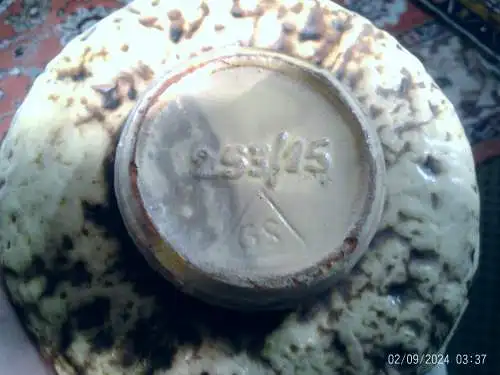 Gabriele Spang brutalistische Pflanzenschale Ockerfarben um 1960 Formnr. 253/15 