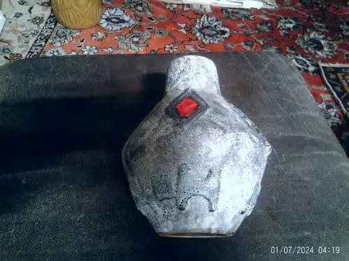 Vintage Walter Gerhards Keramik ,,Syrakus”, Formnummer S14 20 glänzend rot/aquagrün/grün blau innen, matt grau Fat Lava WGP, 1960er Jahre. Höhe 20 cm aus der Vitrine!  mehr Originale : Artkunst24-de Herzlichen Glückwunsch! von 2019-2024 hast ...