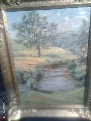   ERICH ZEYER ( 1903 - 1960 ) Stuttgart „Am Lauterbach ein Junge auf einem Baum sitzend nahe Marbach“