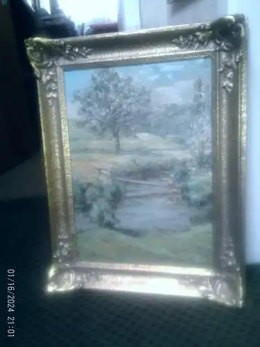   ERICH ZEYER ( 1903 - 1960 ) Stuttgart „Am Lauterbach ein Junge auf einem Baum sitzend nahe Marbach“