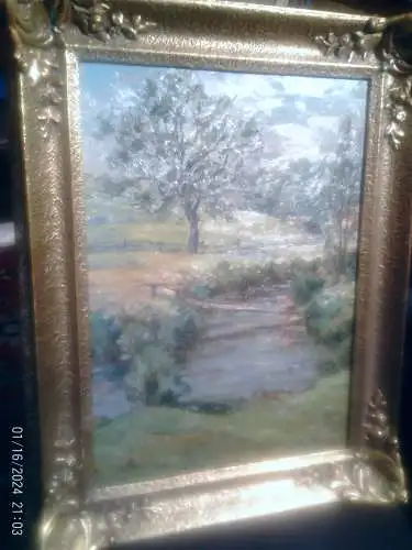   ERICH ZEYER ( 1903 - 1960 ) Stuttgart „Am Lauterbach ein Junge auf einem Baum sitzend nahe Marbach“