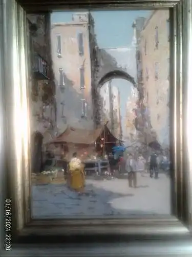   G. Battini "Strasse von Alassio Ligurien Italien " ital. Ld Maler XX J