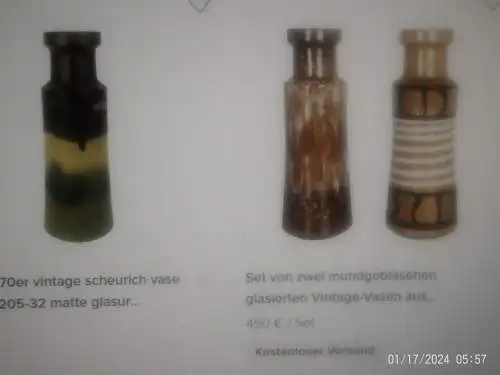  Scheurich Vase  Formnr,; 205-32 Höhe 32cm Etikett Mid Century 1970 au der Vitrine !