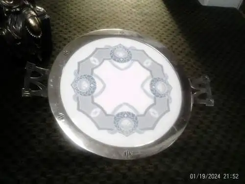 Wächtersbach Kuchenplatte Hans Christiansen oder Joseph Maria Olbricht  1890-1915 Metallmontur