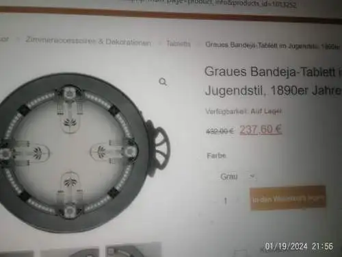 Wächtersbach Kuchenplatte Hans Christiansen oder Joseph Maria Olbricht  1890-1915 Metallmontur