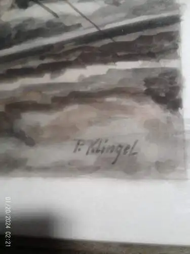 Aquarell Gasometer in Oberhausen um 1930 signiert P oder F Klingel Maße gerahmt : 30 x 36 cm   Farbenfrische Erhaltung !