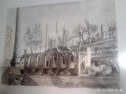 Aquarell St. Antony-Hütte in Oberhausen  signiert P oder F Klingel gemalt um 1930 Maße gerahmt:36 x 30 cm    sehr farbenfrisch 