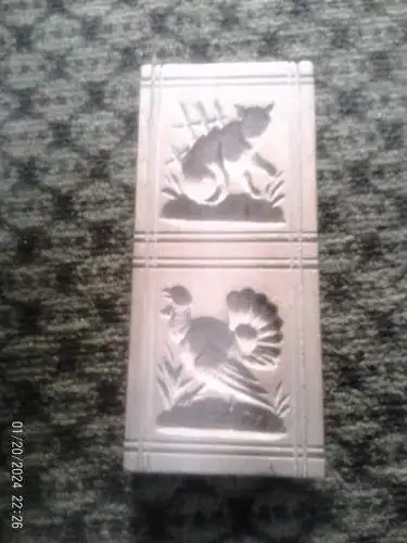 Springerle Modell 2 Motive um 1860 besonders seltene Motivwahl  Paradehelm Trompete Anker Kirschbaum 6x 14x1,7 cm