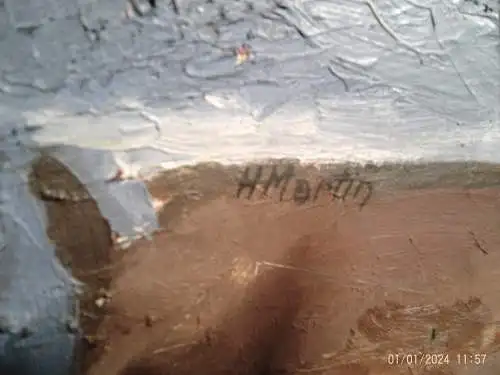 H. Martin Maler XIX -XX   "Stilleben mit Obst Kücheninteriör " rechts signiert H. Martin 