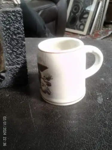 Ulmer Spatz Andenken Krüglein um 1900 H:7cm aus der Vitrine !