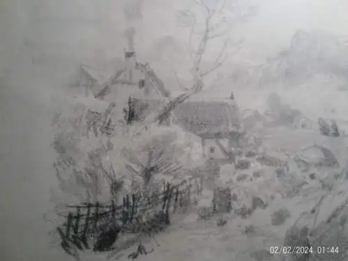 Ludwig Eibl 1842 Wien 1918 " Alpenansicht mit Steinbrücke Gebirgsbach und Bauernhäuser " signiert 