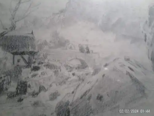 Ludwig Eibl 1842 Wien 1918 " Alpenansicht mit Steinbrücke Gebirgsbach und Bauernhäuser " signiert 