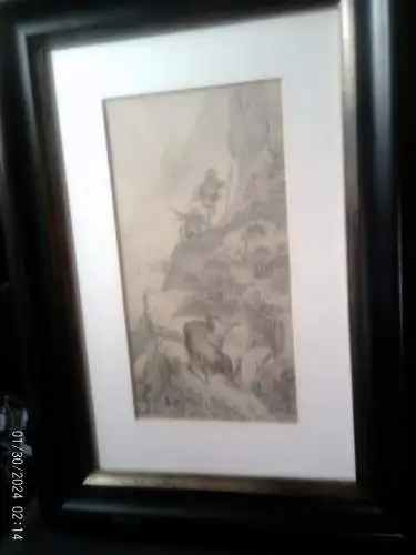 Friedrich Gauermann 1807-1862 "Gams Jäger in den Alpen "