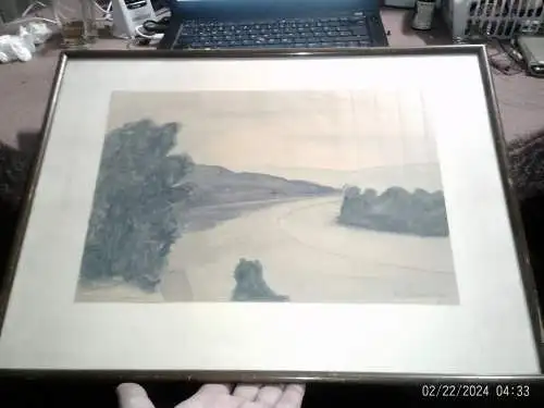 P von Mansberg "Bootsanleger in Holzminden" Aquarell ssigniert um 1930 