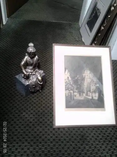 Fritz Hartmann 1878-1961 "Rottenburg bei Nacht" Radierung signiert M:37x48 cm Farbenfrische Darstellung!