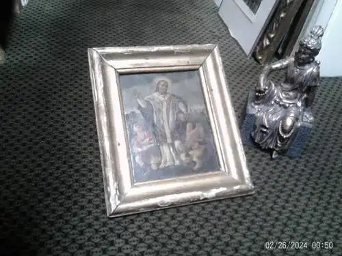 Hochbarock  "Heiligen Bichoff Justus von Lyon." Gemlde auf Kupferplatte um 1700 Jh Kupferplatte: 23 x 30 cm 