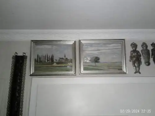 Ernst Samuel Geiger (1876–1965) Schweizer Maler und Grafiker zwei Symbolistische frühe Moderne Ölgemälde "Ulmer Landschaften " datiert 1920 