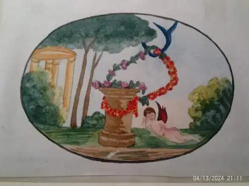 Döbeln 1833 Aquarell " Bis zum Ziele Deiner Lebensreiche streue Freundschaft Rosen auf die Bahn" verso Gedicht einer Freundin !