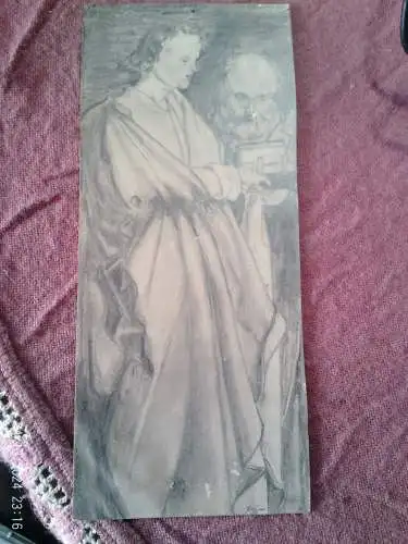 Studie, die auf einem der Flügel von Albrecht Dürers Gemälde "Die vier Apostel"  Blz signiert  Ende 1900 Jhd 