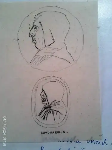 "Girolamo Savonarola" Federzeichnung aus dem 1900 Jhd .