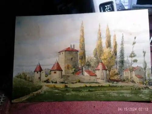 Aquarell  " Schloss Woippy Moselle / Metz" datiert 1916 Ortsbezogen Woippy 