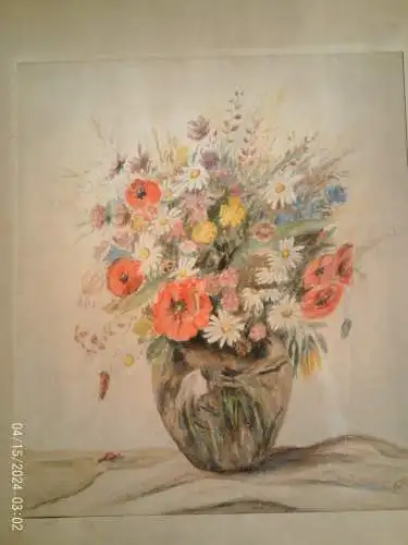 Aquarell  Alfred Höhn (1875 - ?)" Bunter Blumenstrauß " 1953 datiert