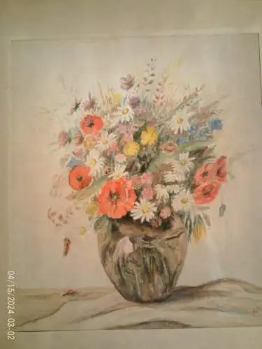 Aquarell  Alfred Höhn (1875 - ?)" Bunter Blumenstrauß " 1953 datiert