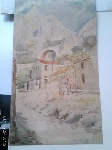 Franz Theopold Horny 1798 Weimar 1824 Olevano  "MENTON. DER ABGRUND UND DIE GRENZBRÜCKE" Aquarell signiert u. 1820 datiert