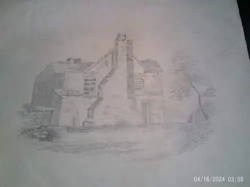 Karl Julius Emil Ludwig  1839 - 1901 " Gebäudestudien : wassermühle bzw. Cottage " datiert 18.Januar 1831