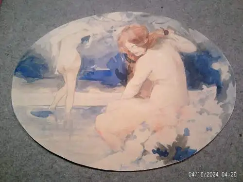 Hart James Turpin 1835 - 1899 "Les Baigneuses" (Die Badenden) "   Aquarell  signier J. Turpin