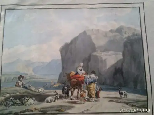 Aquarell Niederlande Umfeld :  Barock wie Nicolaes Berchem oder Jan Both. wohl aus der Sammlung Wagener 