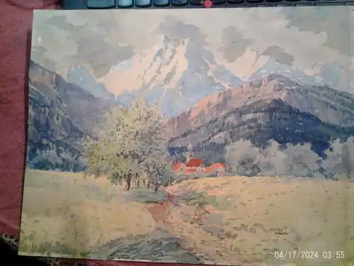 Aquarell "Berchtesgardener Alpen "um 1920 Zuschreibung des Malerumfeldes :  Josef Süssmeier, Fritz Lach oder Edward Harrison Compton 