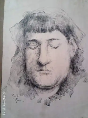 Carl Martin Heinrich Rotte (1862–1910) " Portrait eine  Schlaf- oder Charakterstudie" Frühwerk er war 20 Jahre alt!