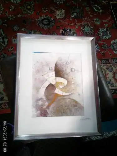 Karl Heinz Westenburger (1924–2008). "Abstrakte Komposition , die Elemente einer Uhr mit musikalischen Symbolen verbindet"Deu tschen Maler und Grafiker