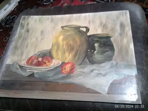 Professor Karl Ernst Maier (1920–2011)   " Stilleben mit Apfel und Krügen auf dem Tisch "Germanist 