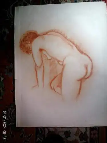  "Ein weiblicher Akt von der Seite/Rückansicht" Wasserzeichen„Canson & Montgolfier France