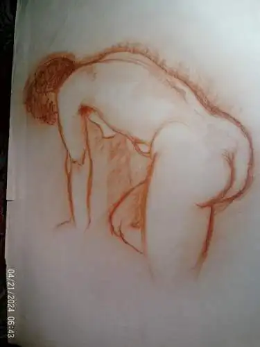  "Ein weiblicher Akt von der Seite/Rückansicht" Wasserzeichen„Canson & Montgolfier France