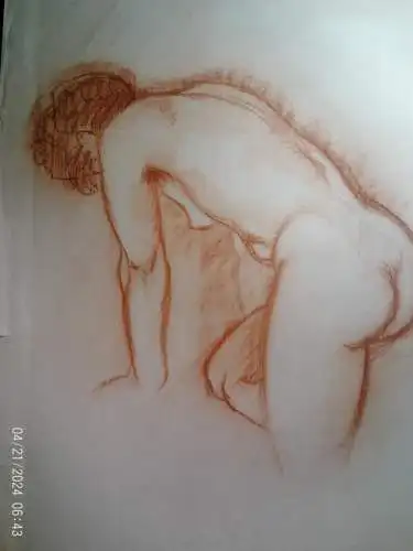  "Ein weiblicher Akt von der Seite/Rückansicht" Wasserzeichen„Canson & Montgolfier France