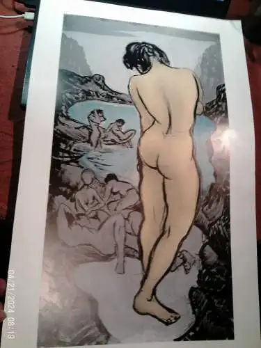 Erich Heckel, Lithographie " Akte Frauen am Strand"