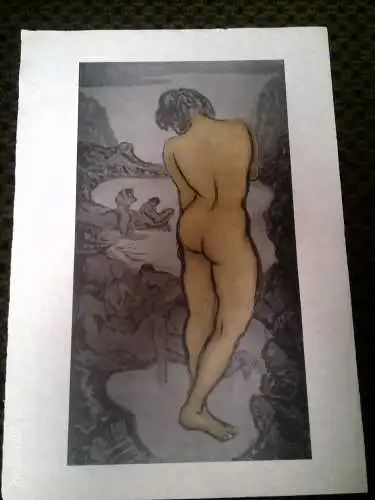 Hans Thoma l839-1924 Lithographie " Akte Frauen am Strand"  ?