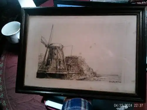 früher Reichsdruck: Berlin  Rembrand ,Harmensz, van Rijn Die Mühle an der Lauriergracht in Amsterdam (1641)