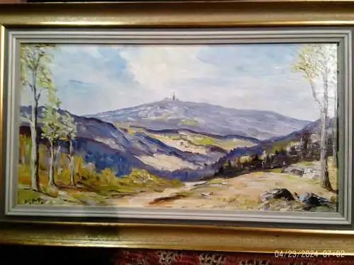 Ölgemälde harzmaler  Monogram:„F. M.“ oder „O. M.“  "Ansicht des Brocken"