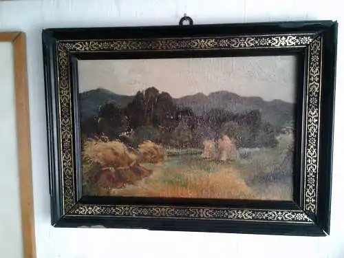 "heuhocke an der Oos in Baden Baden  " Zuschreibung : Volkmann, Hans Richard von Halle 1860 - 1927