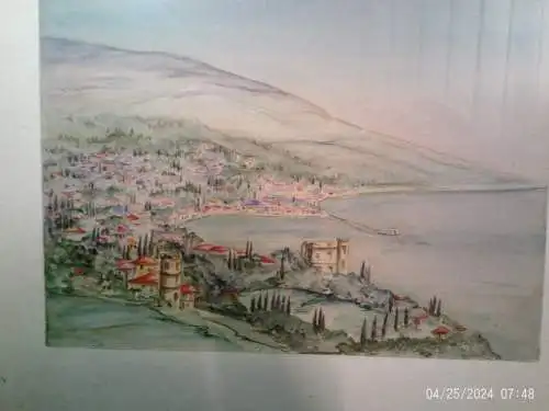 Hermann Wilhelm August Gilow  1852 -1929 "Malcesine am Gardasee" Aquarell 