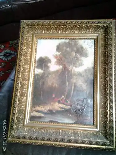 Federico Rossano 1835 Neapel1912 " Familienidylle am Bach" schule Barbizone signiert 