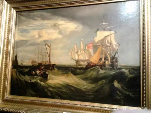 Johann Baptist Weiss 1812–1879bekannter Münchner Marinemaler " Dramatische maritime Szene mit Segelschiffen in bewegter See vor Spithead"