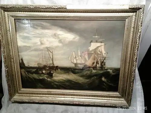 Johann Baptist Weiss 1812–1879bekannter Münchner Marinemaler " Dramatische maritime Szene mit Segelschiffen in bewegter See vor Spithead"