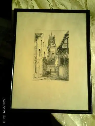 Hubert Lossow 1893 Breslau-1930 Freiburg im Breisgau "Rothenburg o. d. Tauber"Radierung 