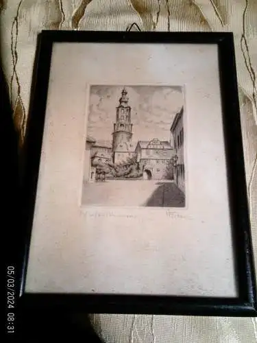  Heinrich Frenz (1871–1942)"Hausmannsturm von Weimar " signiert 